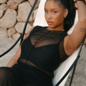 Planet nusa black mesh tank top